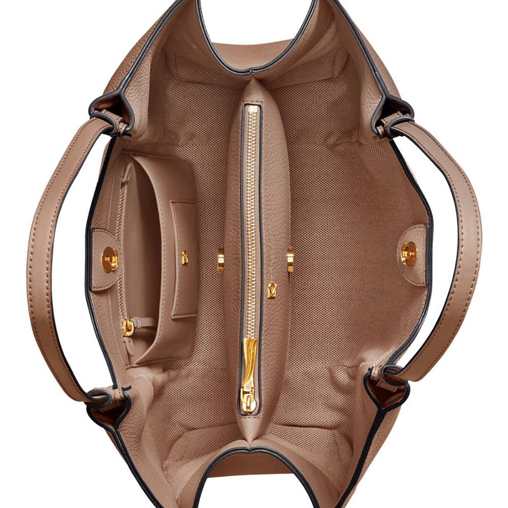 Elegant Tan Leather Tote Bag by Donna Karan - Picture 2 of 5